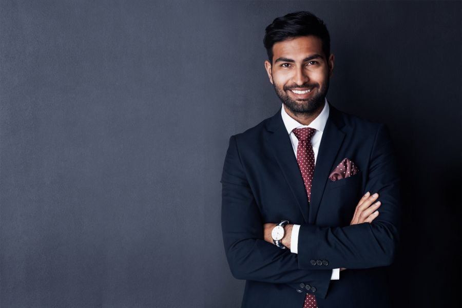 Image of stockphoto with professional business man on a dark background